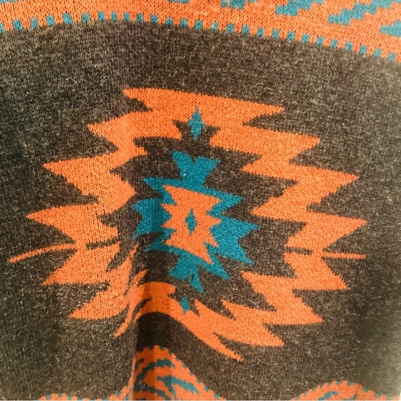 ROOTS Sz M South Western Fringe Open Front Wool Blend Boho Bohemian Cardigan - Picture 9 of 13